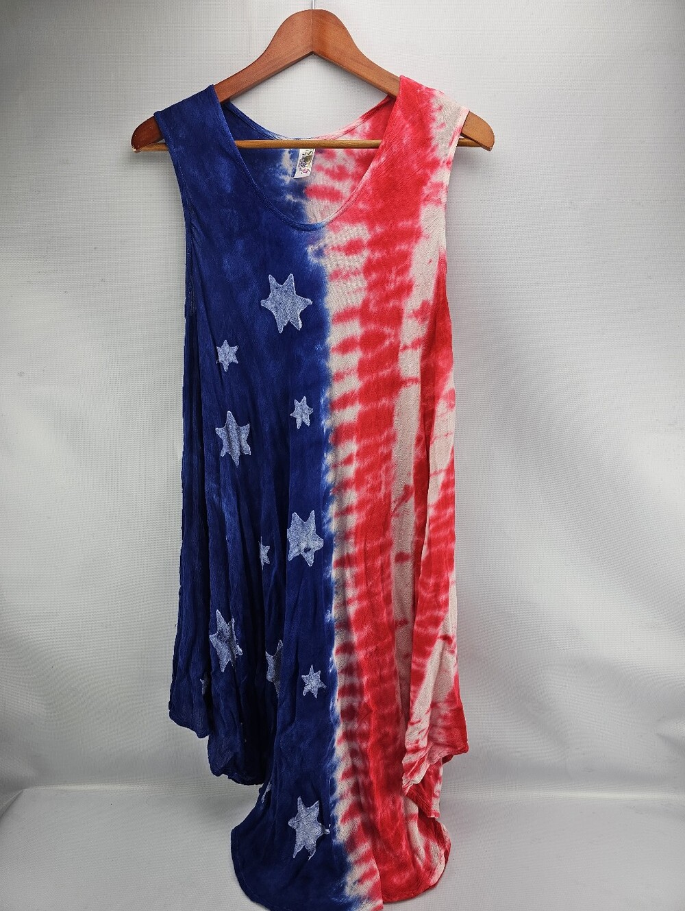 India Boutique Patriotic American Flag-inspired Tie-dye Umbrella Dress One Size